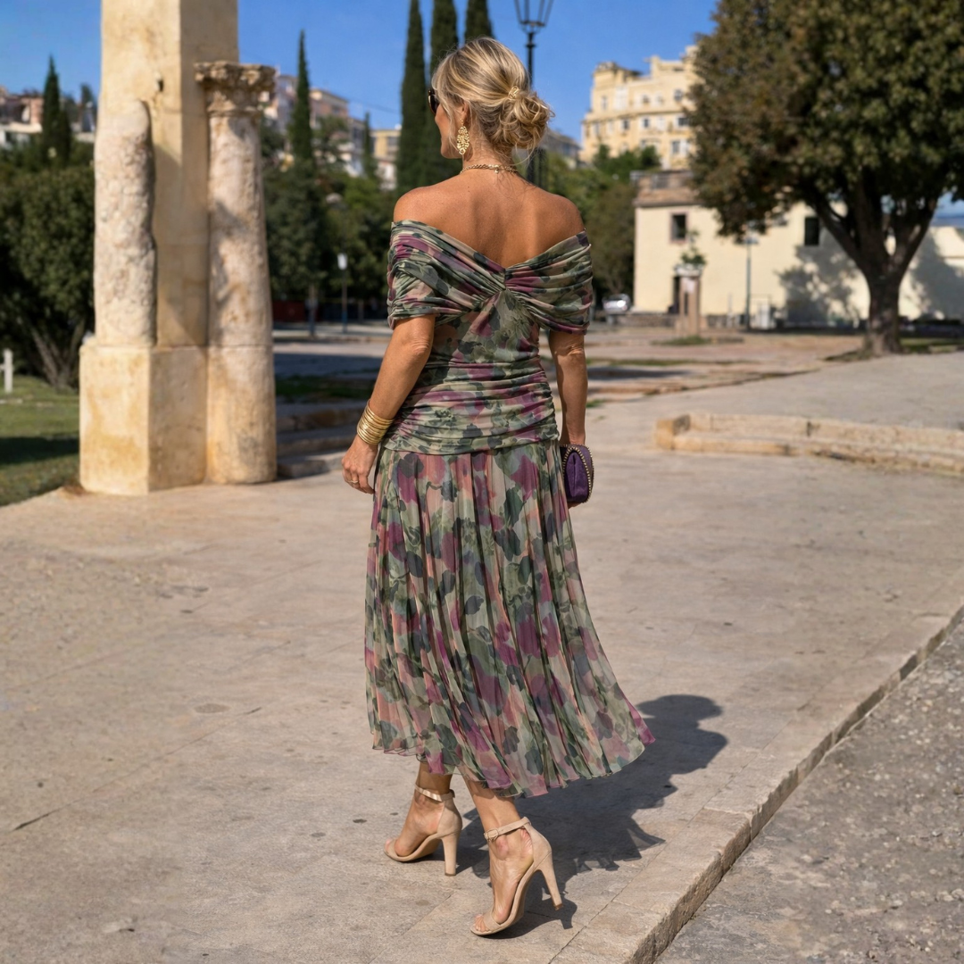 Mikaela | Maxi haljina s off-shoulder krojem koja ističe stomak