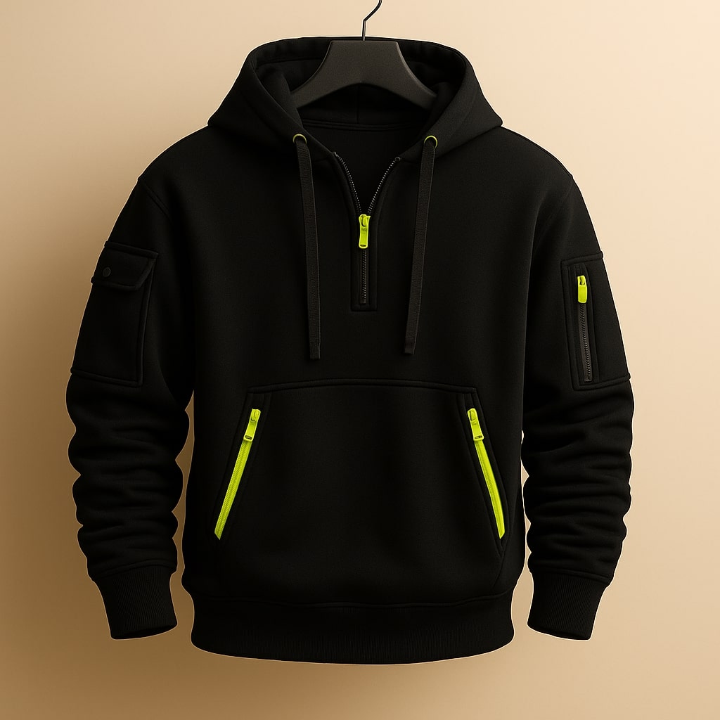 MUŠKA POLA-ZIP FLEECE HOODIE