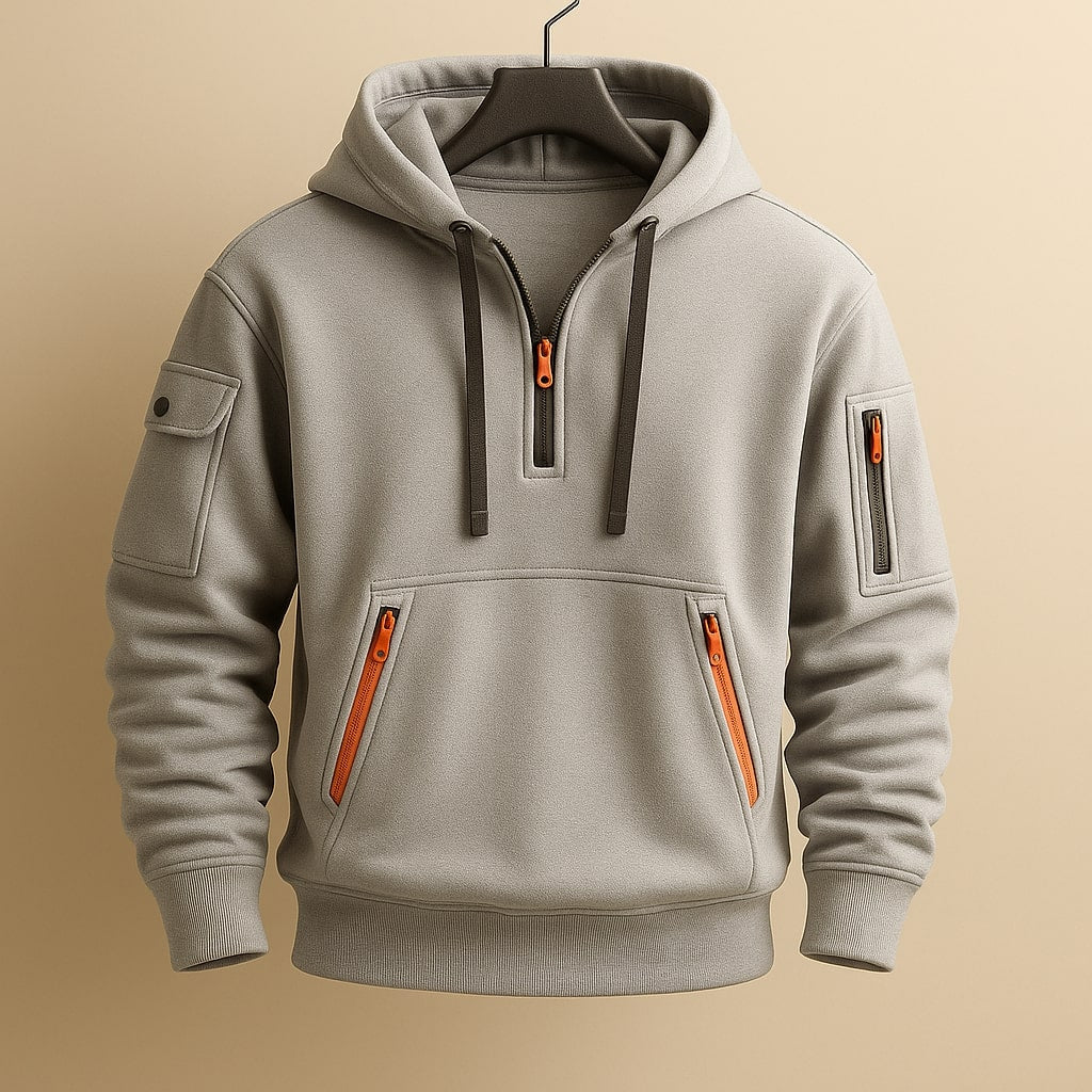 MUŠKA POLA-ZIP FLEECE HOODIE