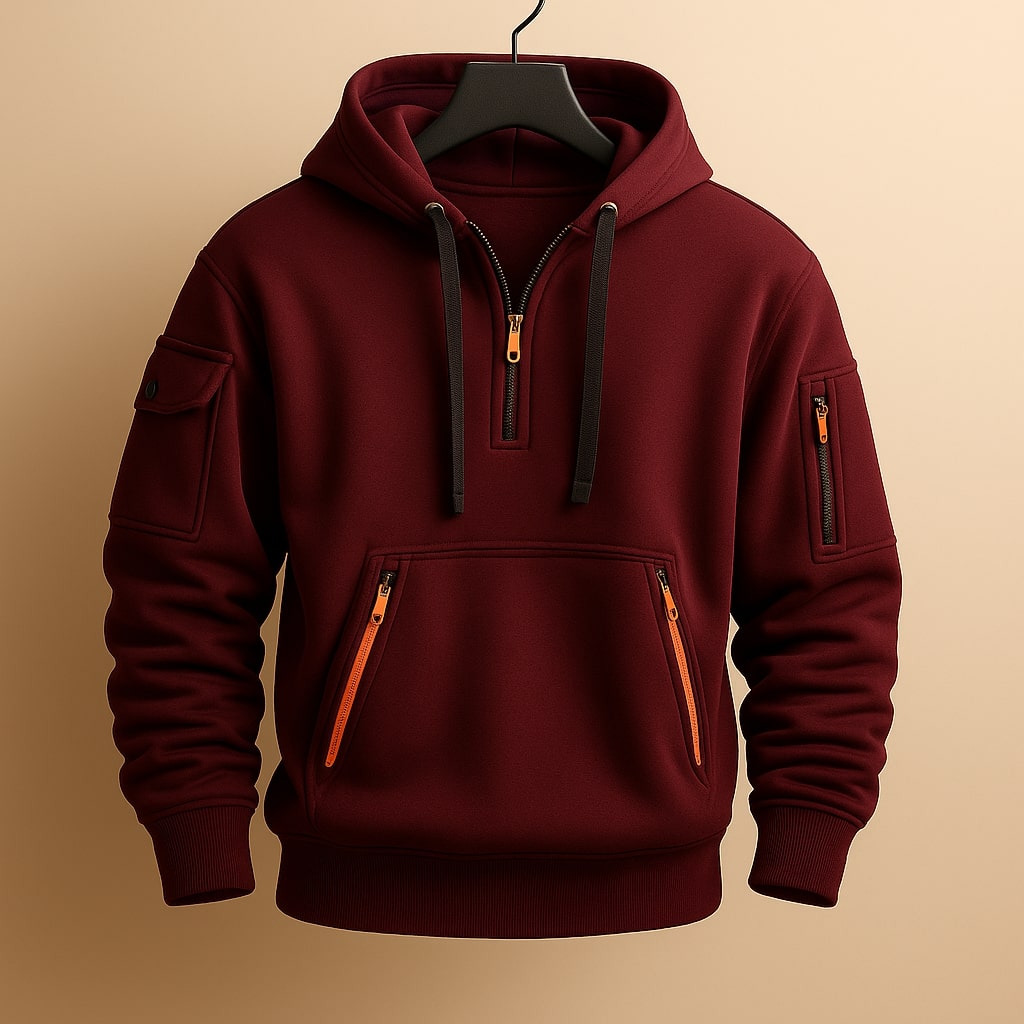 MUŠKA POLA-ZIP FLEECE HOODIE