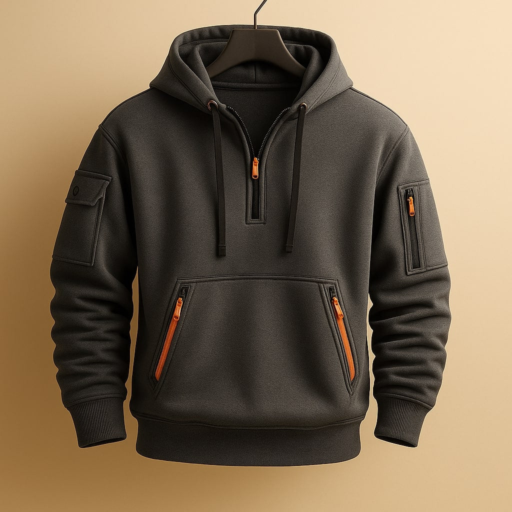 MUŠKA POLA-ZIP FLEECE HOODIE