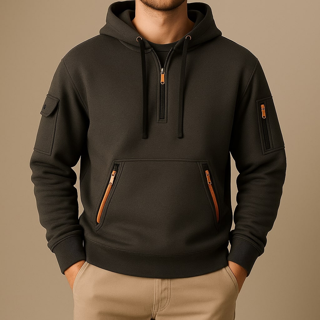 MUŠKA POLA-ZIP FLEECE HOODIE