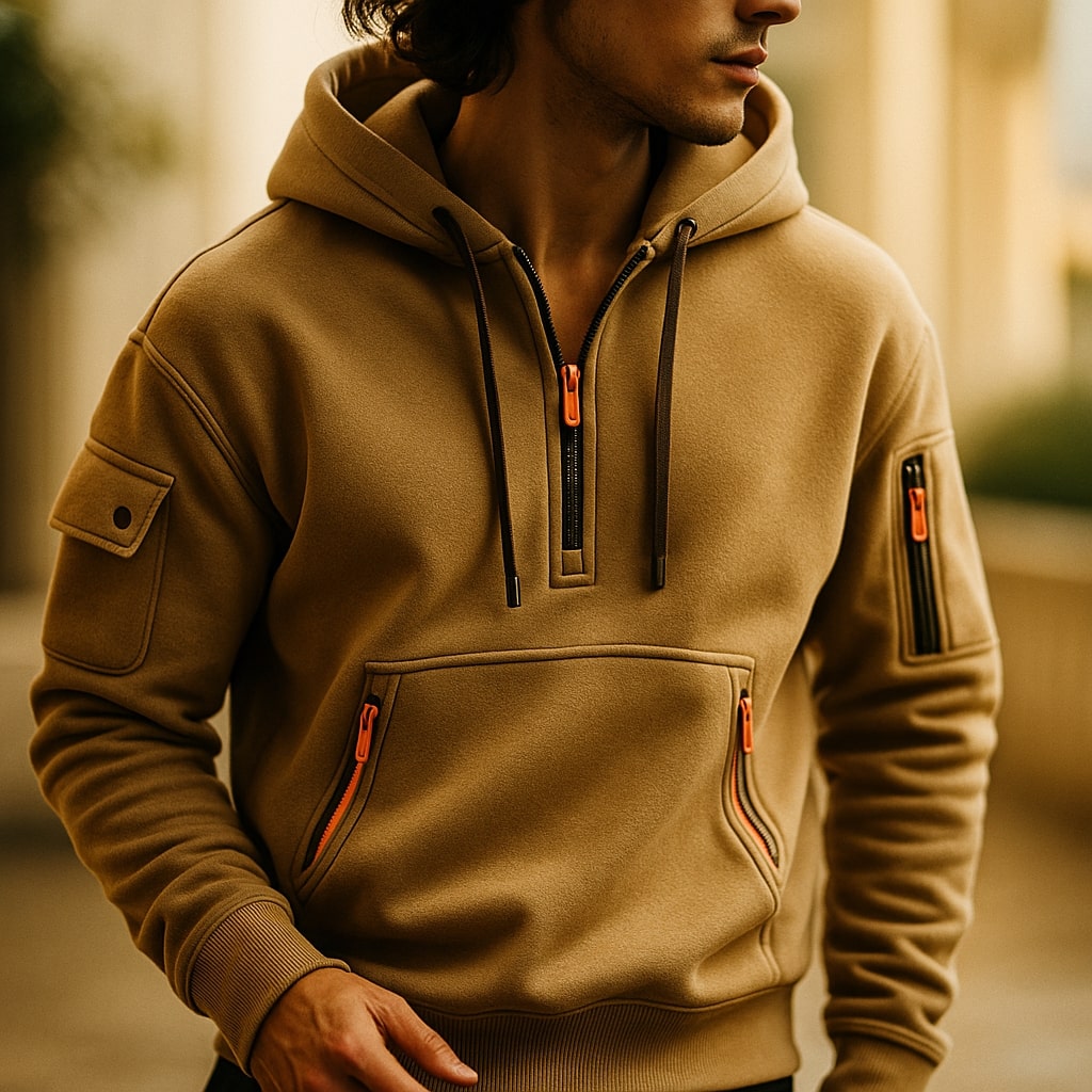 MUŠKA POLA-ZIP FLEECE HOODIE