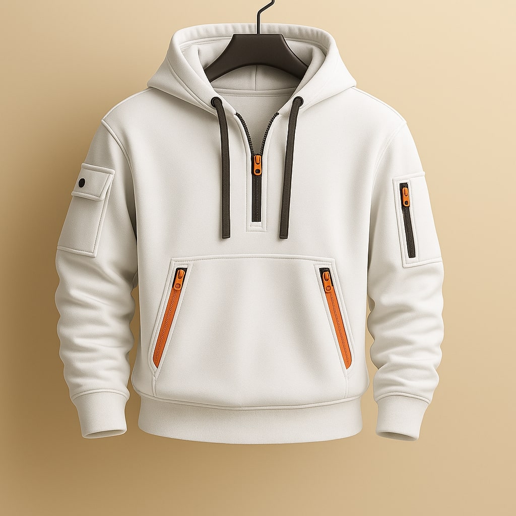 MUŠKA POLA-ZIP FLEECE HOODIE