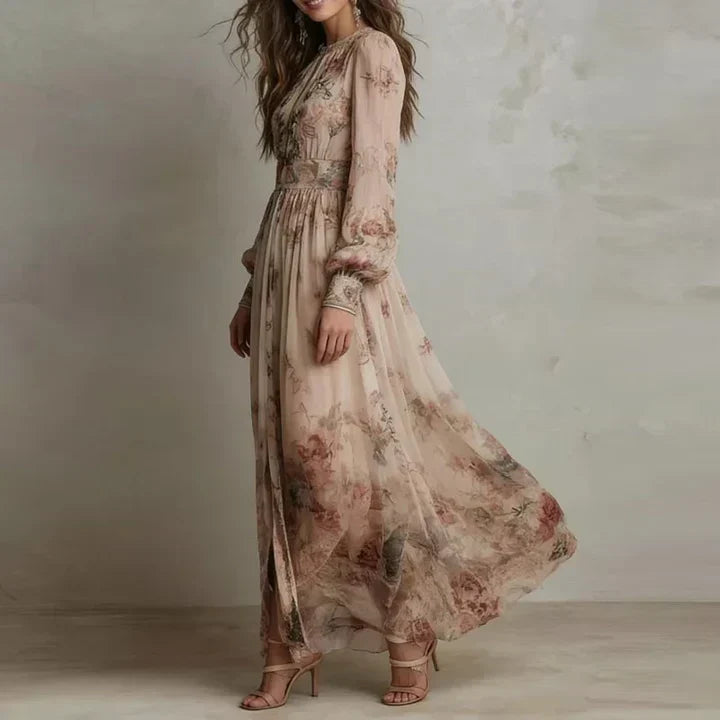 Amelia | Vintage Cvećasti Haljina Maxi sa Visokim Strukom