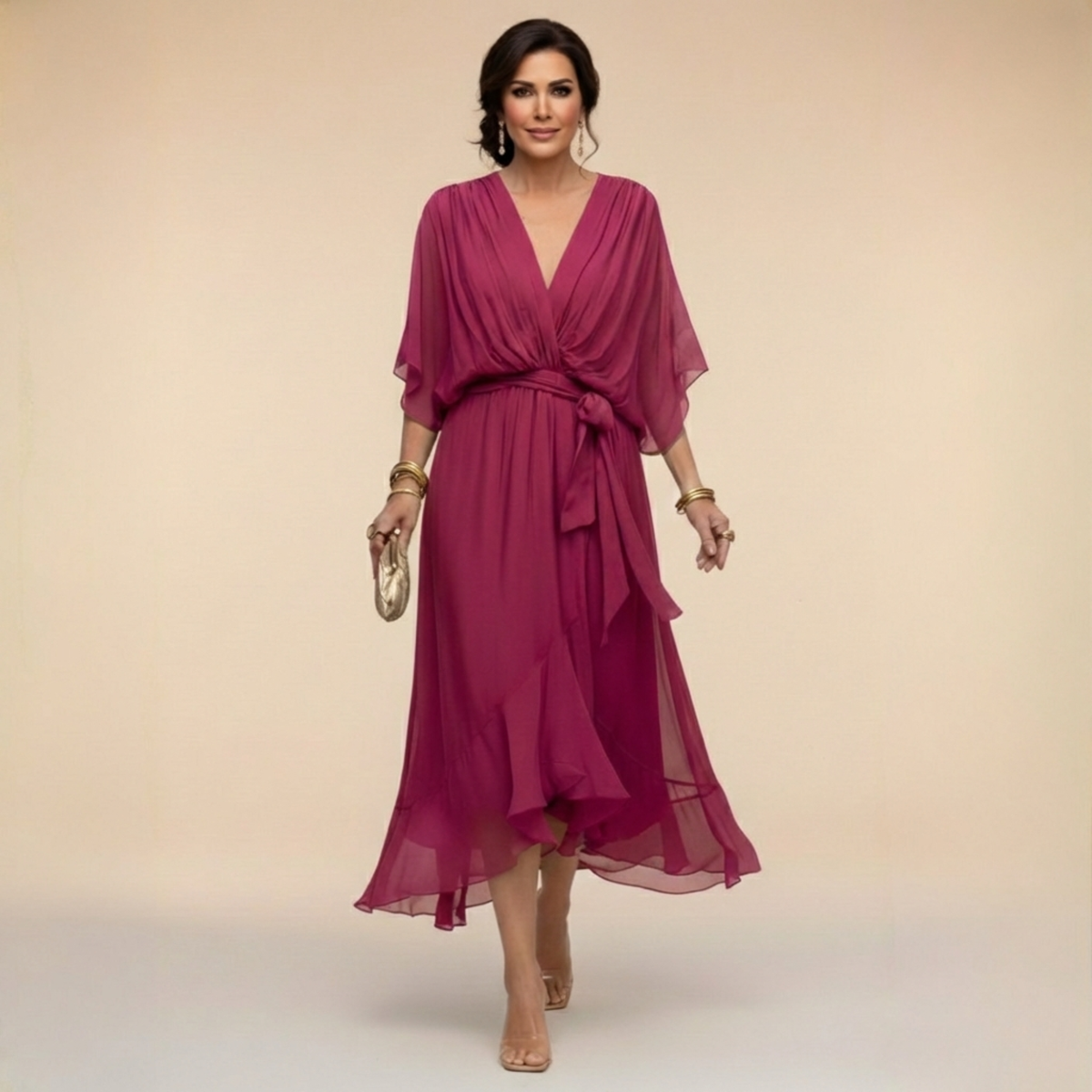 Monica™ | Elegantna Chiffon haljina s V-izrezom