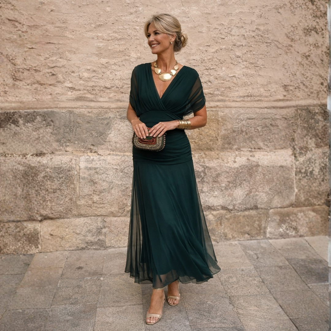 Mikaela | Maxi haljina s off-shoulder krojem koja ističe stomak