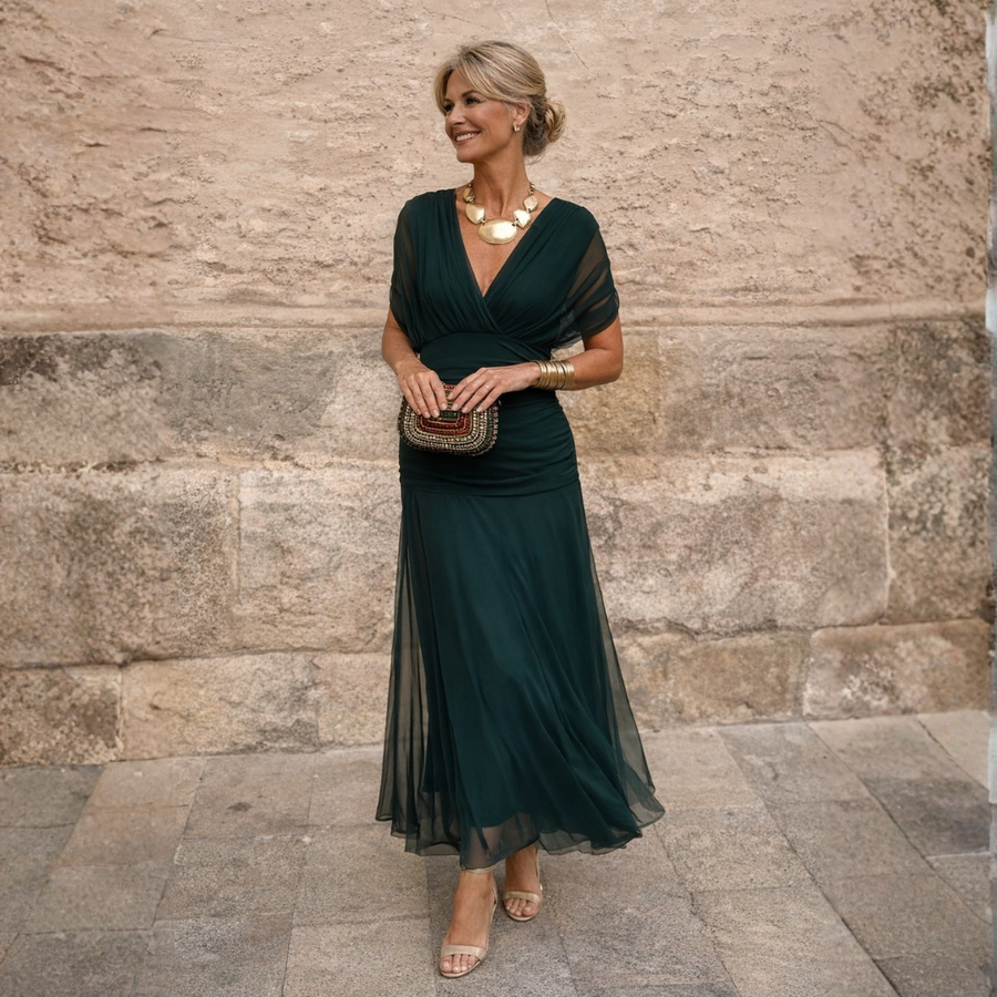 Mikaela | Maxi haljina s off-shoulder krojem koja ističe stomak