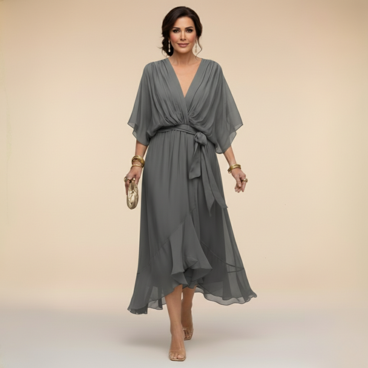 Monica™ | Elegantna Chiffon haljina s V-izrezom