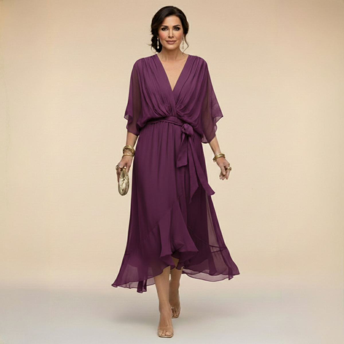 Monica™ | Elegantna Chiffon haljina s V-izrezom