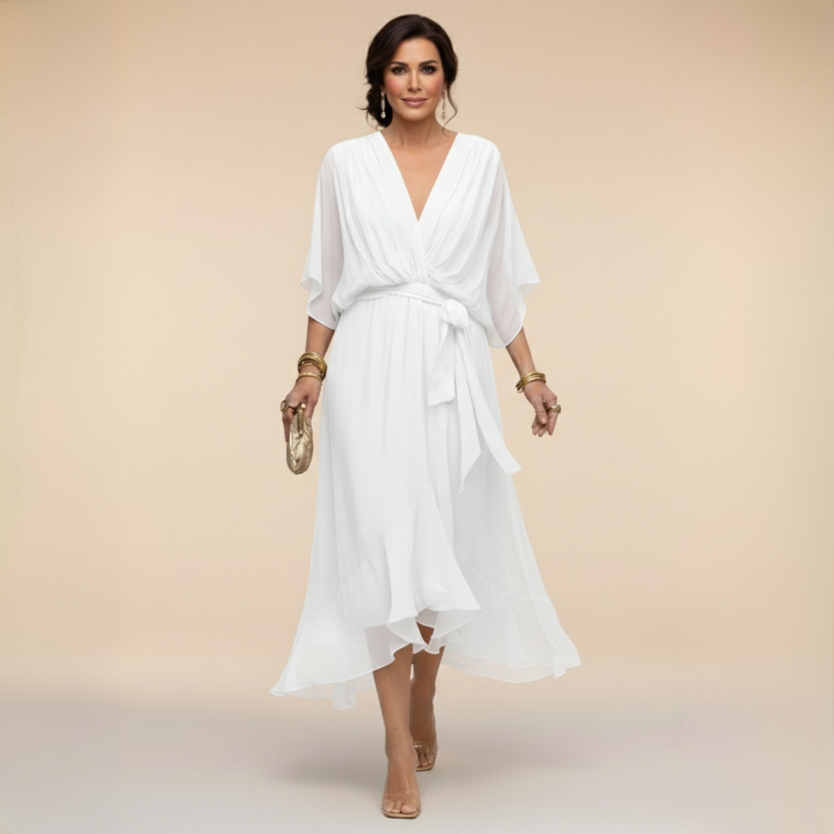 Monica™ | Elegantna Chiffon haljina s V-izrezom