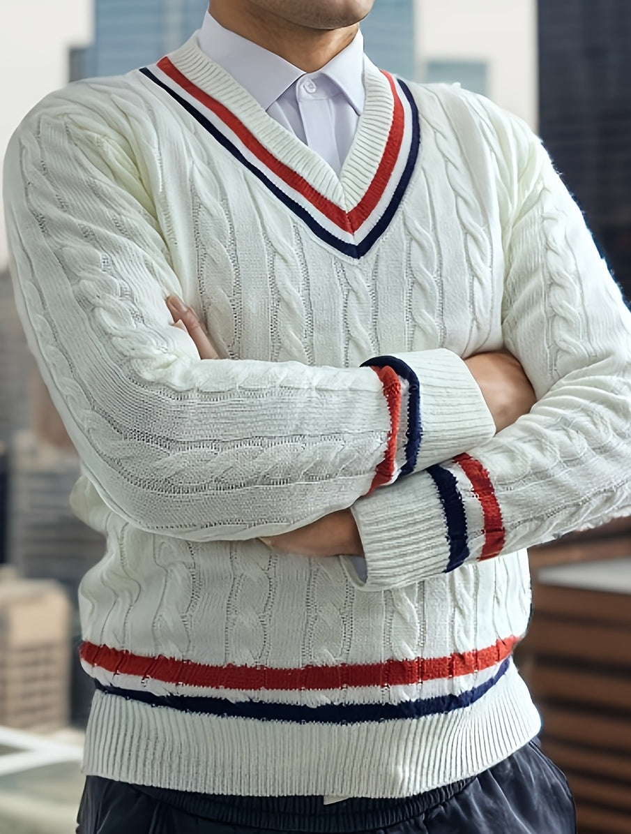 PREPPY V-IZREZ SVETR ZA MUŠKARCE