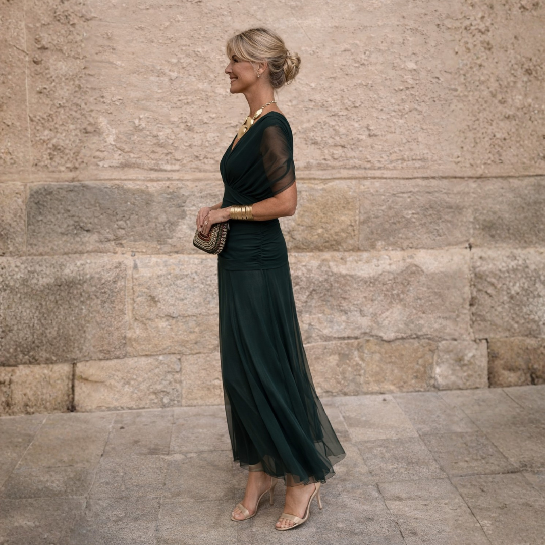 Mikaela | Maxi haljina s off-shoulder krojem koja ističe stomak