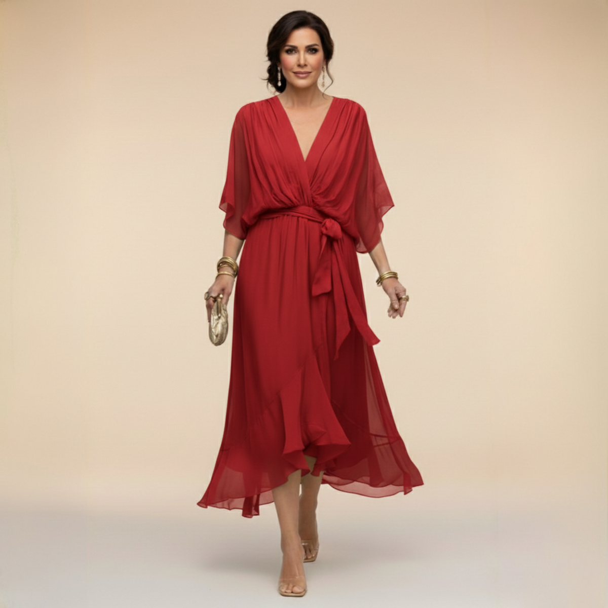 Monica™ | Elegantna Chiffon haljina s V-izrezom