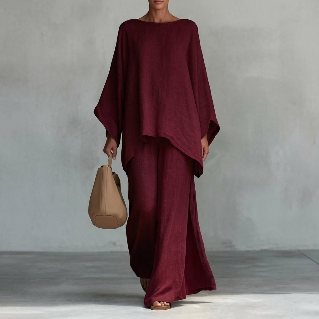 Cristina | Dvodelni komplet sa dugim rukavima i širokim pantalonama