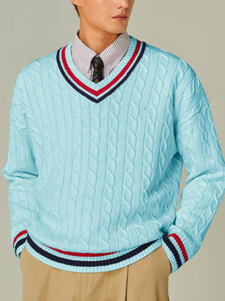 PREPPY V-IZREZ SVETR ZA MUŠKARCE