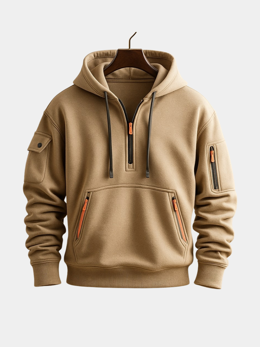 MUŠKA POLA-ZIP FLEECE HOODIE