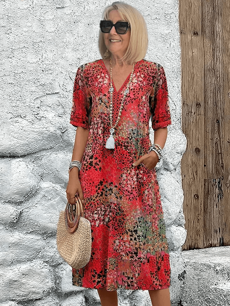 Elaisa | Elegantna Midi Cvećarska Haljina