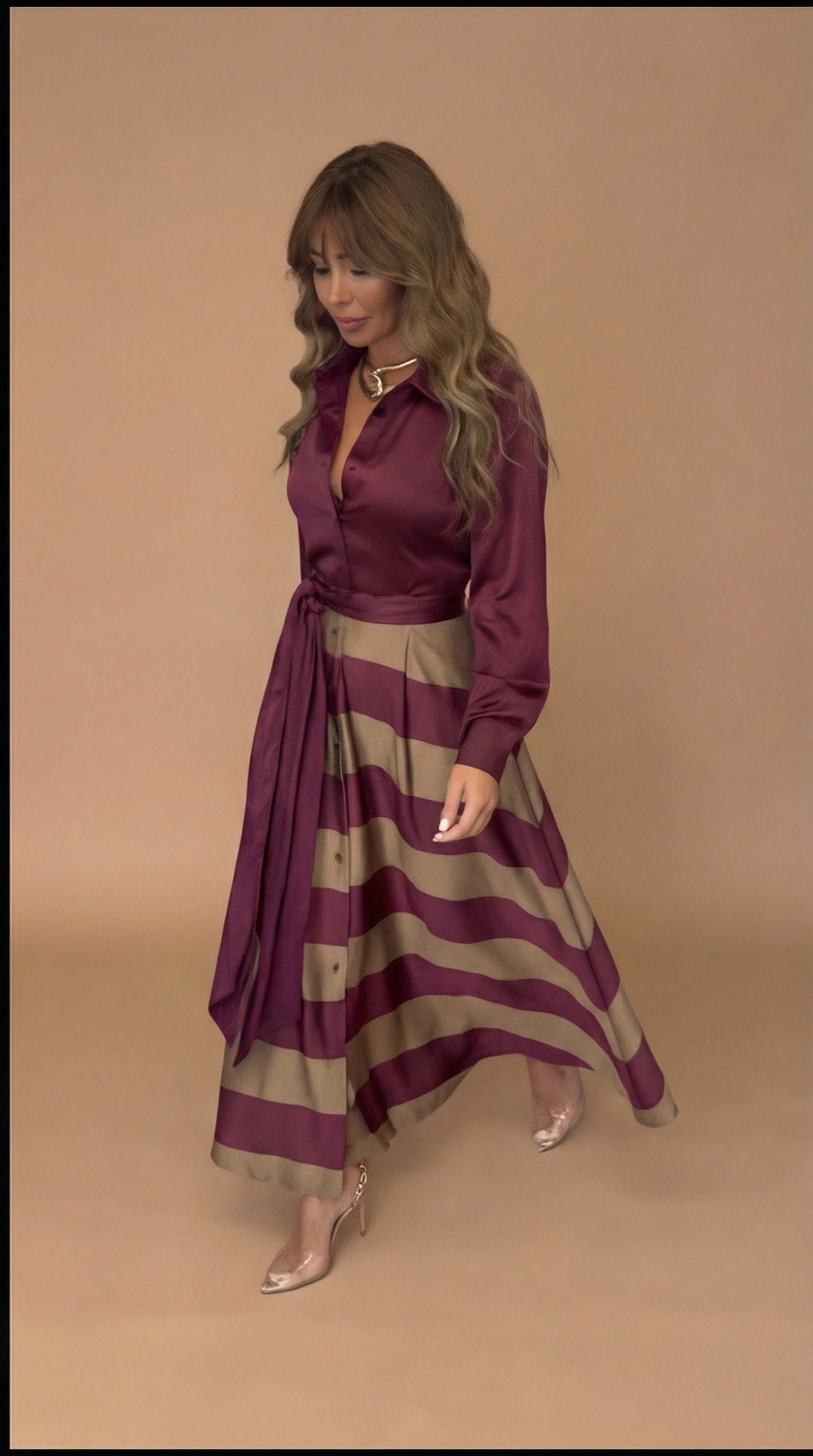 Mila™ | Maxi prugasta haljina
