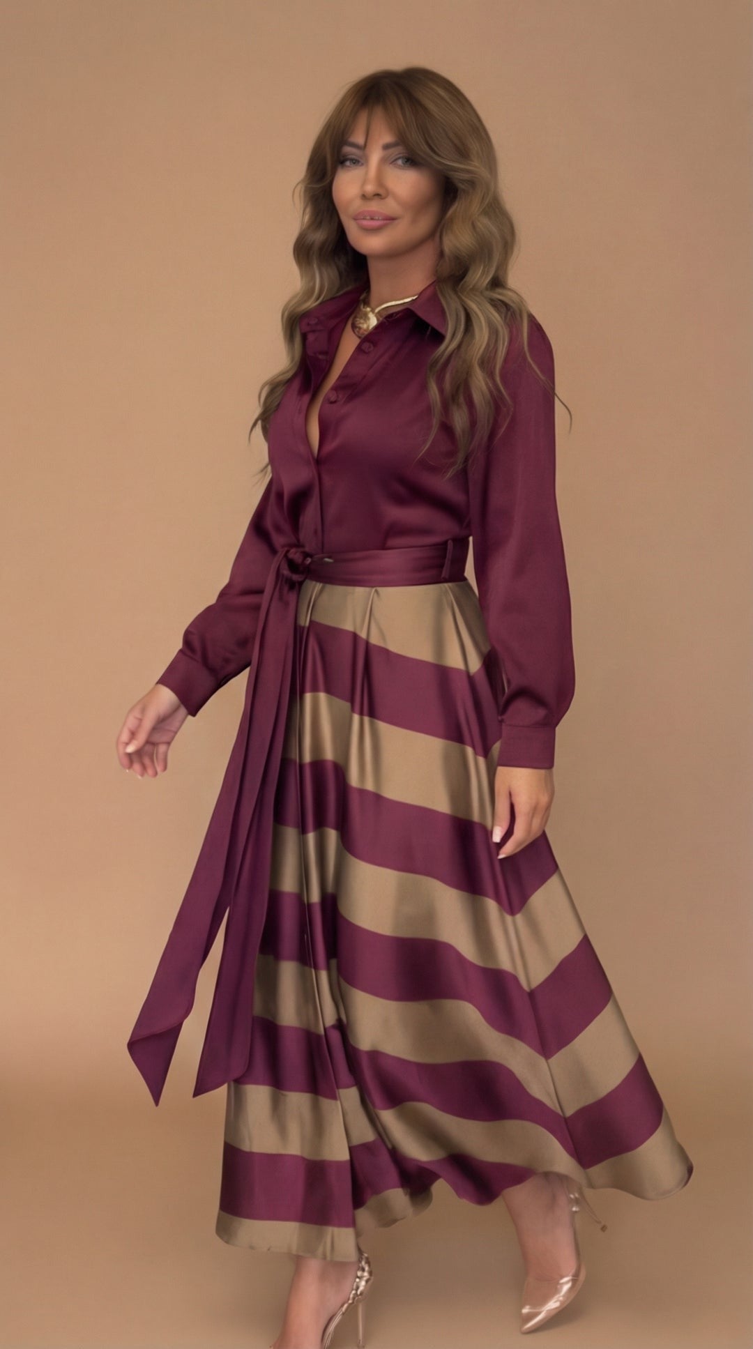 Mila™ | Maxi prugasta haljina