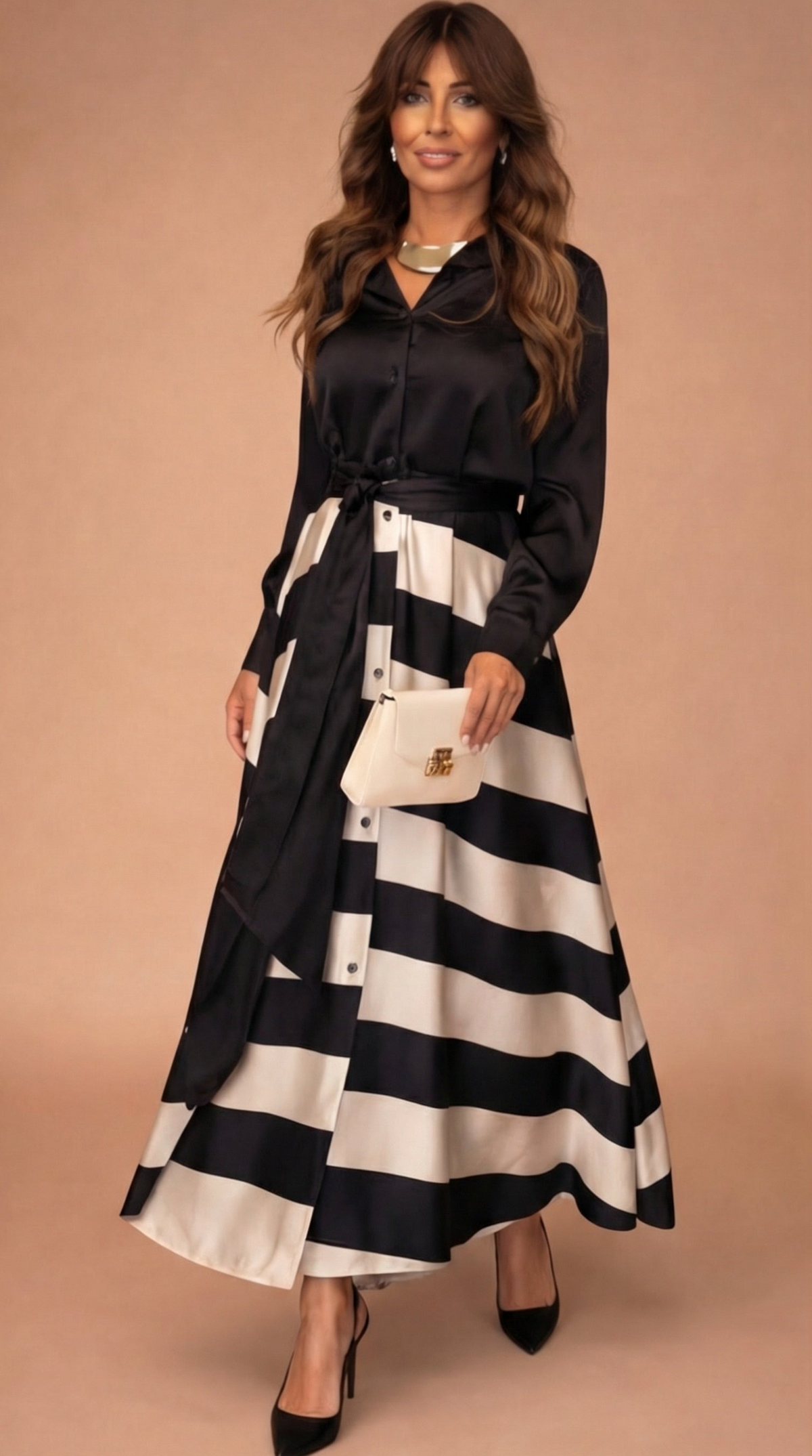 Mila™ | Maxi prugasta haljina