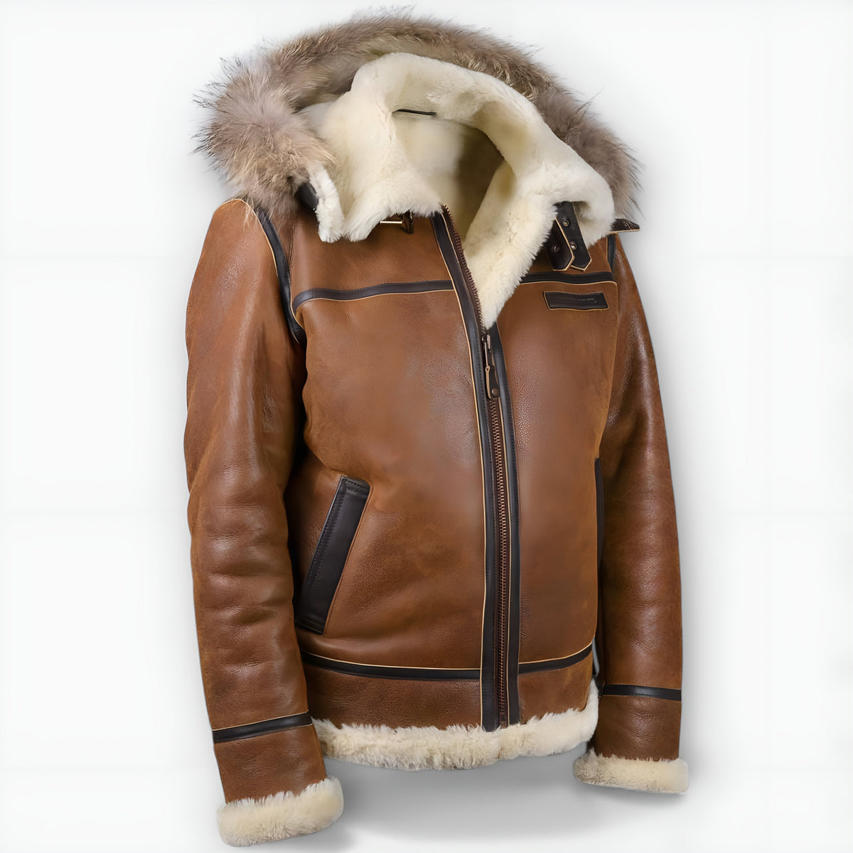 Aron™ | Bomber jakna sa kapuljačom od kože