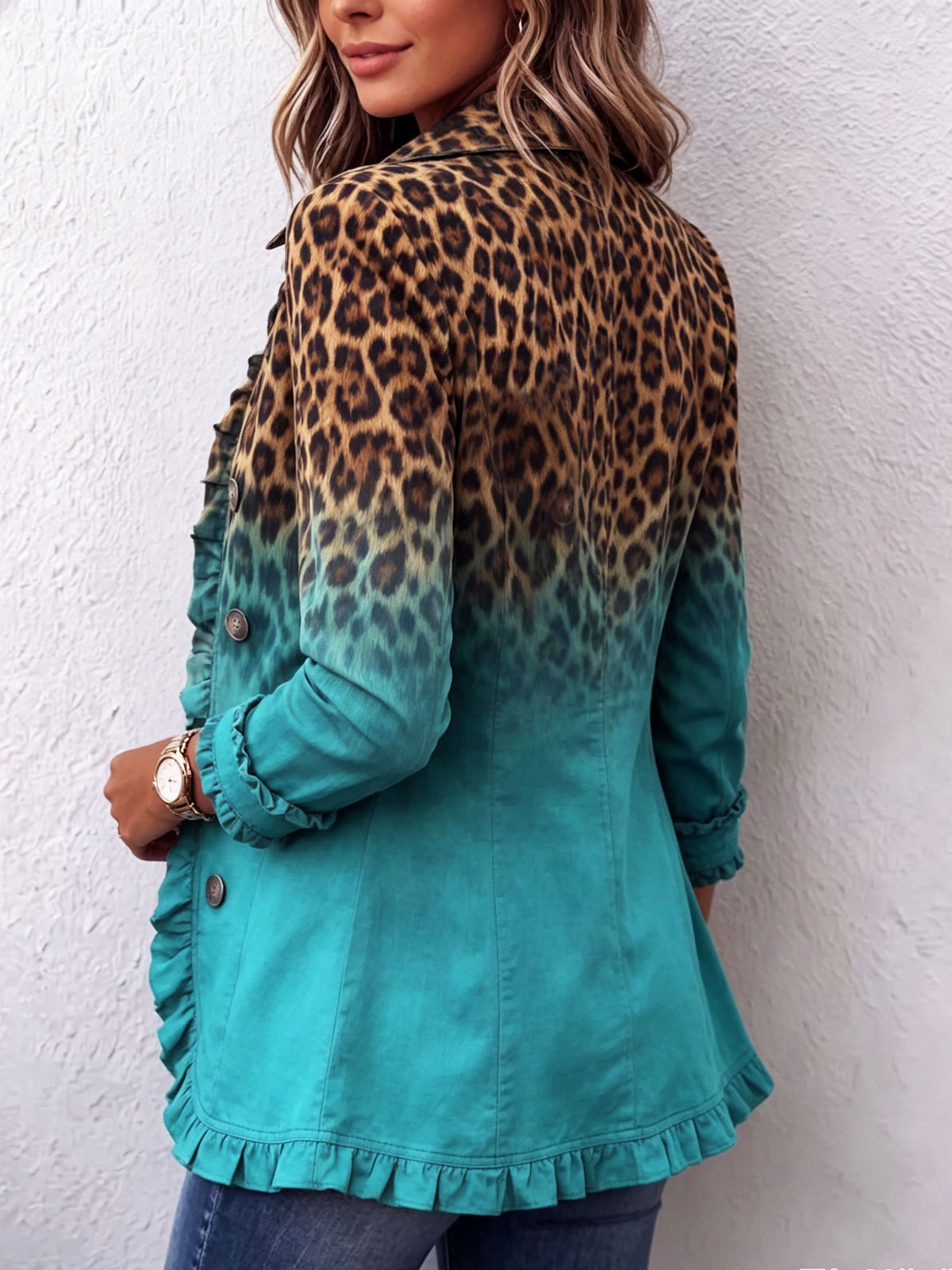 Brianna – Blejzer sa gradijentnim leopard printom i volanima