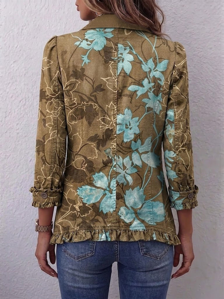 Verity – Vintage Gradiant Cvjetna Jakna s Ruffles