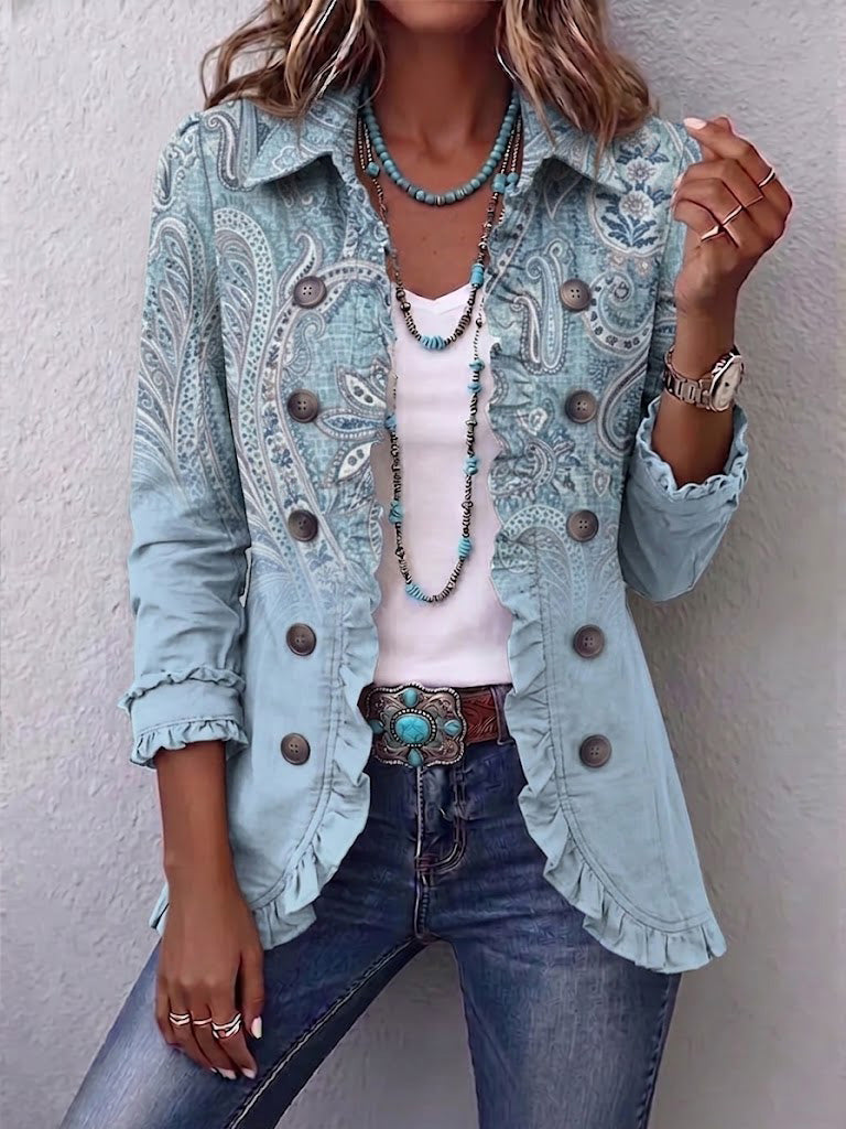 Ellie – Vintage Paisley Frill Jakna