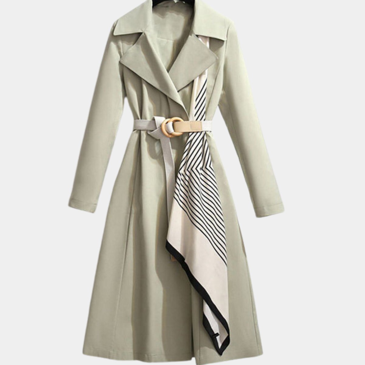 Evelyn | Ženski klasični midi trench kaput sa pojasom