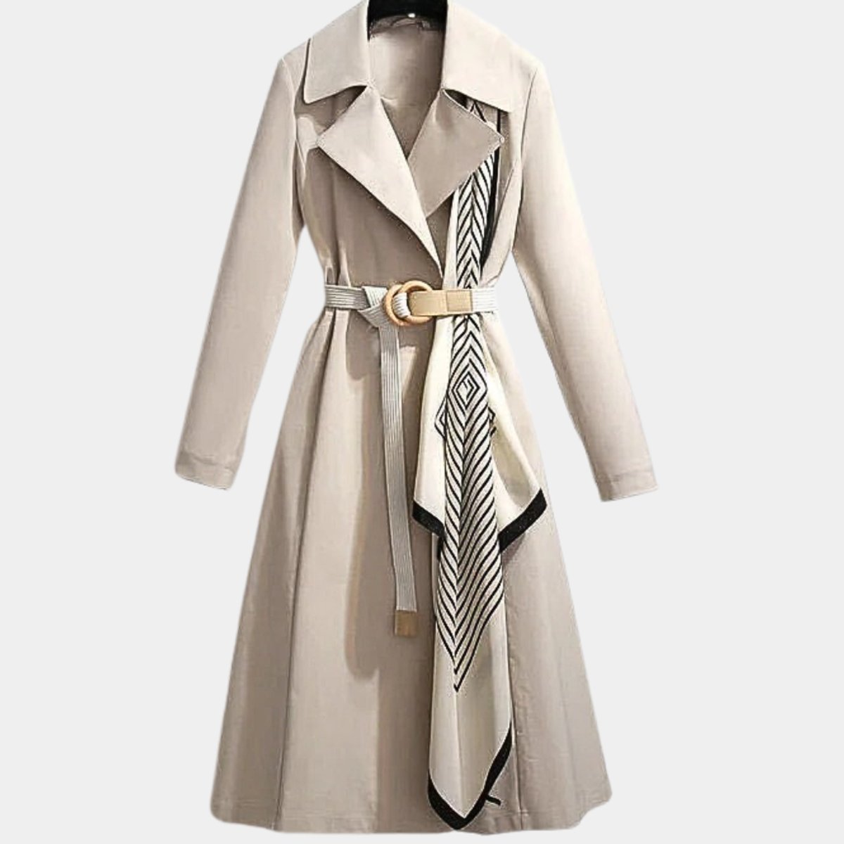 Evelyn | Ženski klasični midi trench kaput sa pojasom