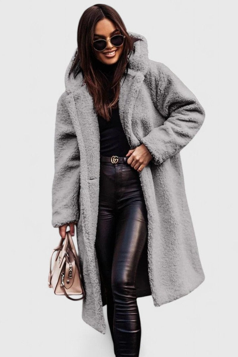 Madison | Ženska jakna oversized duga Teddy Fleece zimska jakna