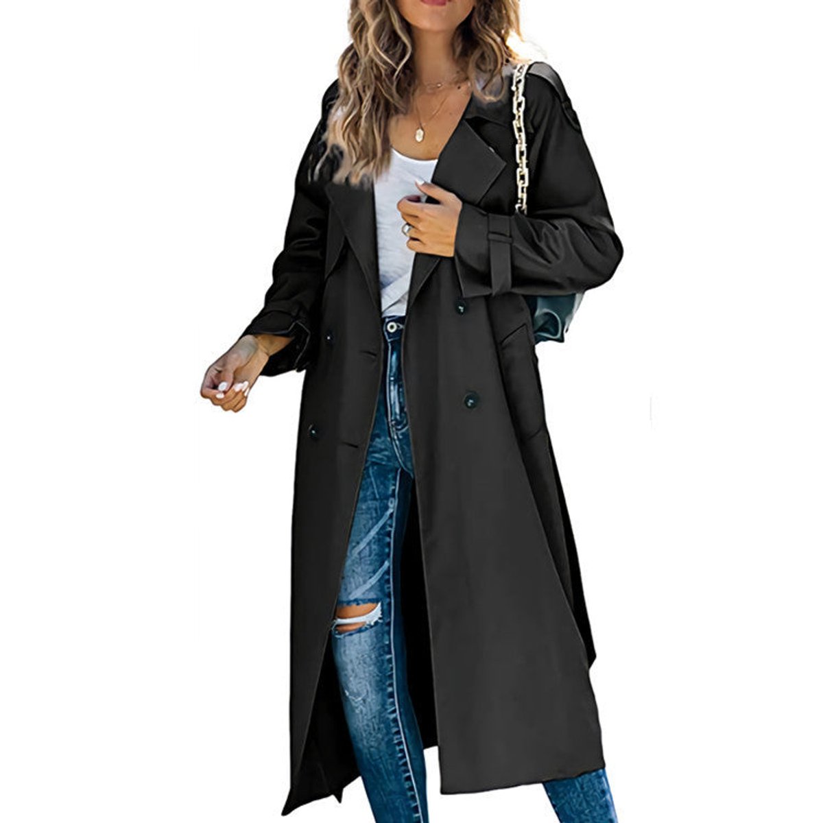Layla | Ženski oversized dupli kaput sa pojasom